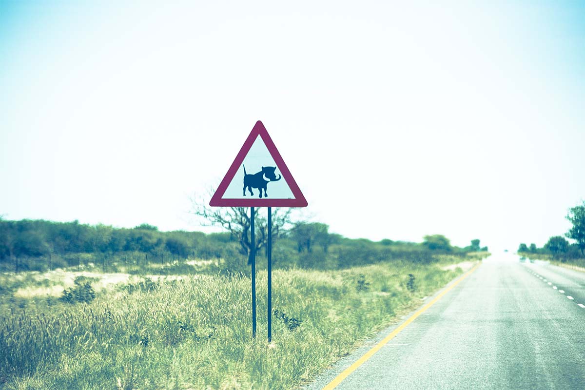 Straßenezeichen in Namibia